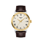 Montre TISSOT T-classic homme bracelet cuir brun - vue 1