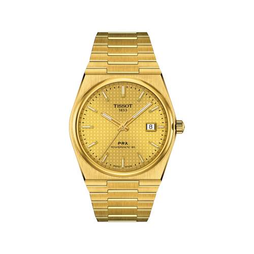 Watch TISSOT T-CLASSIC PRX POWERMATIC 80 mixed automatic gold dial stainless steel bracelet gold