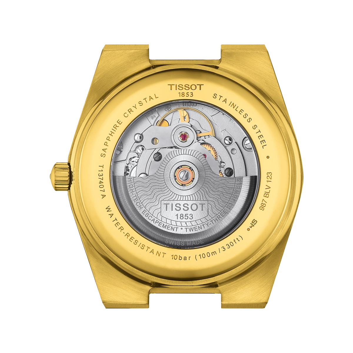 Montre TISSOT T-CLASSIC PRX POWERMATIC 80 mixte automatique cadran doré bracelet acier inoxydable or - vue 3