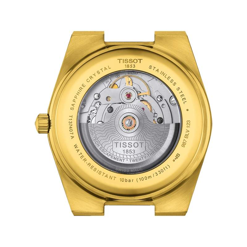 Montre TISSOT T-CLASSIC PRX POWERMATIC 80 mixte automatique cadran doré bracelet acier inoxydable or - vue 3