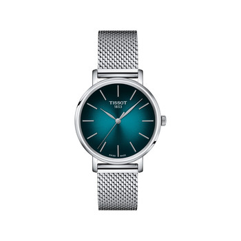 TISSOT T-CLASSIC EVERYTIME gemengde blauwe wijzerplaat roestvrij stalen armband horloge