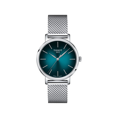 Montre TISSOT T-CLASSIC EVERYTIME mixte cadran bleu bracelet acier inoxydable