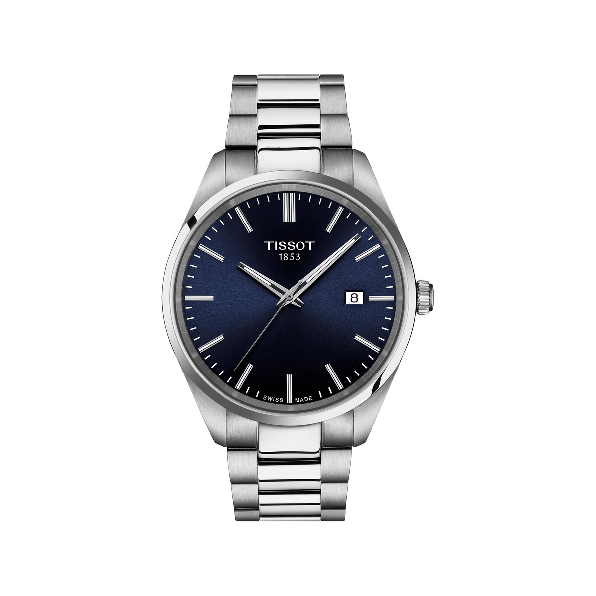 TISSOT T-CLASSIC PR100 men's watch blue dial stainless steel bracelet