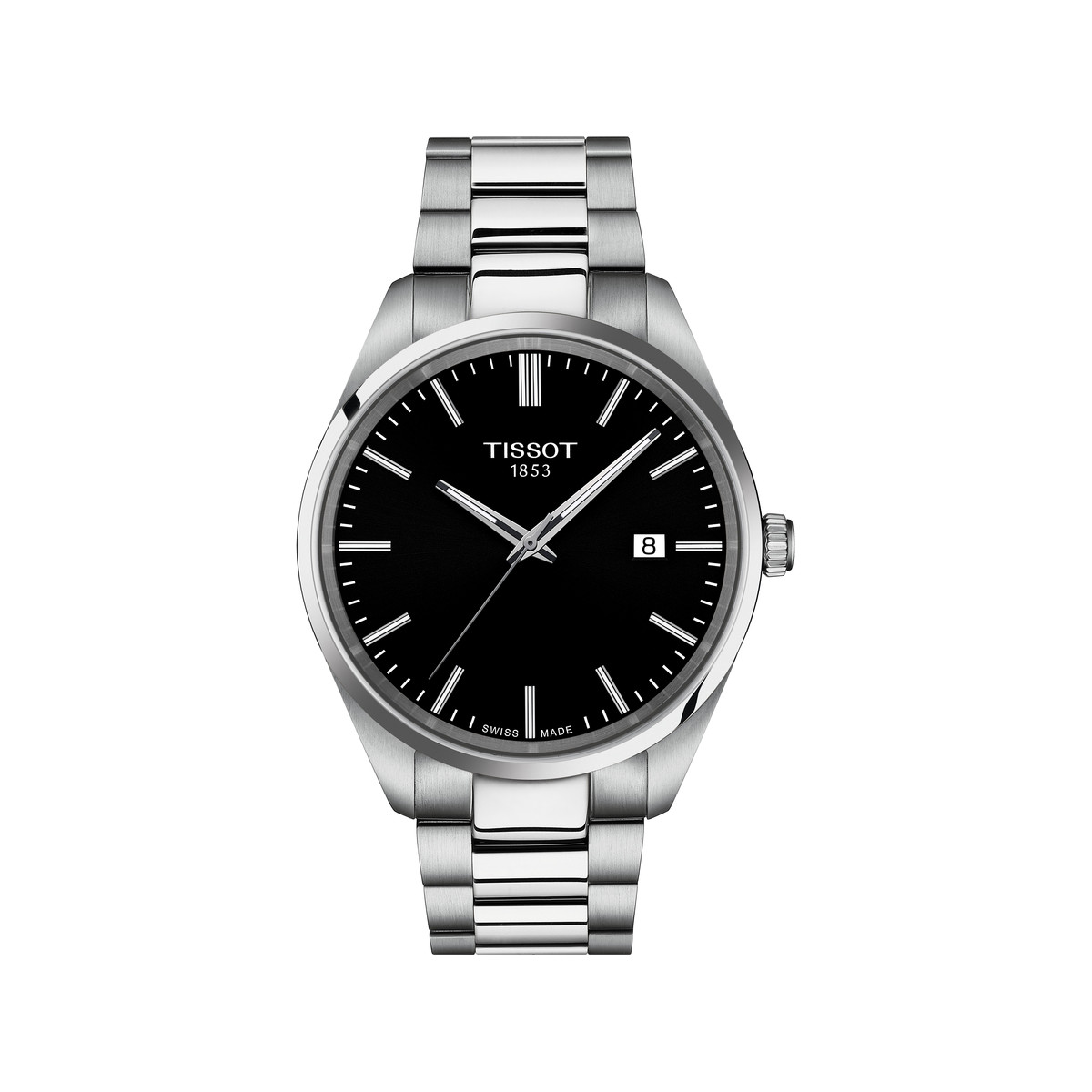 Montre TISSOT T-CLASSIC PR100 homme cadran noir bracelet acier inoxydable