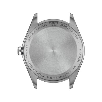 TISSOT T-CLASSIC PR100 herenhorloge zwarte wijzerplaat roestvrijstalen armband