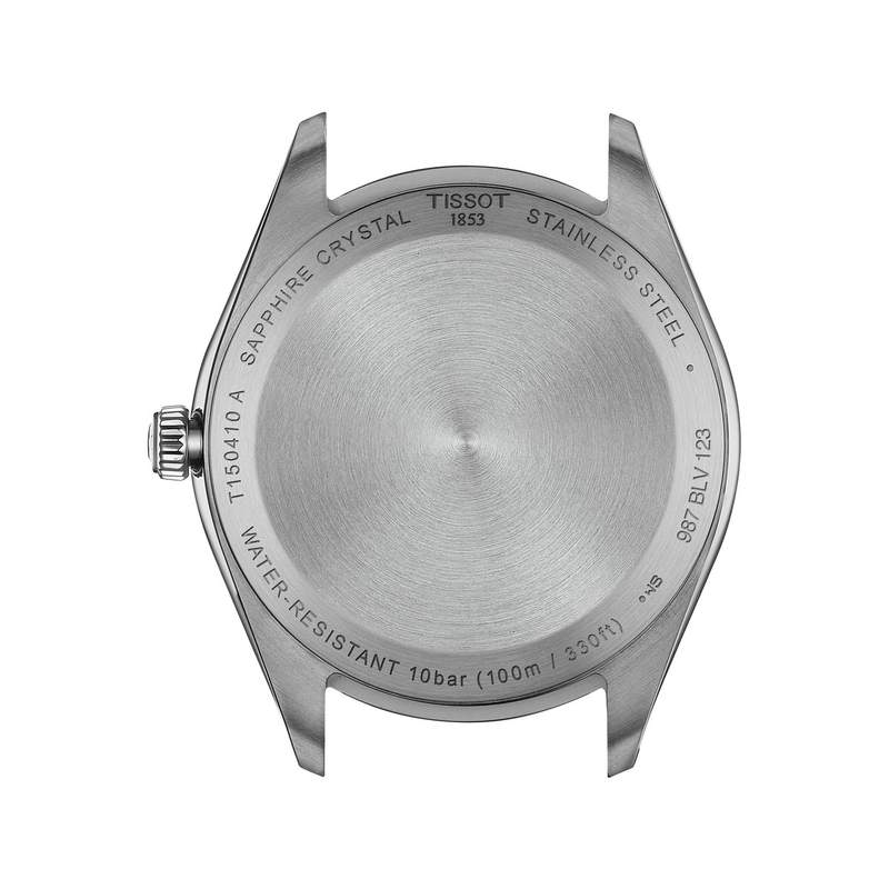 Montre TISSOT T-CLASSIC PR100 homme cadran gris bracelet cuir brun - vue 3