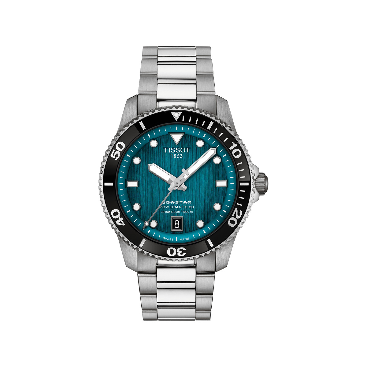 TISSOT T-SPORT SEASTAR 1000 automatic men's watch blue dial stainless steel bracelet