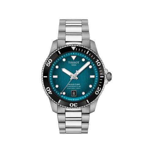 TISSOT T-SPORT SEASTAR 1000 automatisch herenhorloge blauwe wijzerplaat roestvrijstalen armband