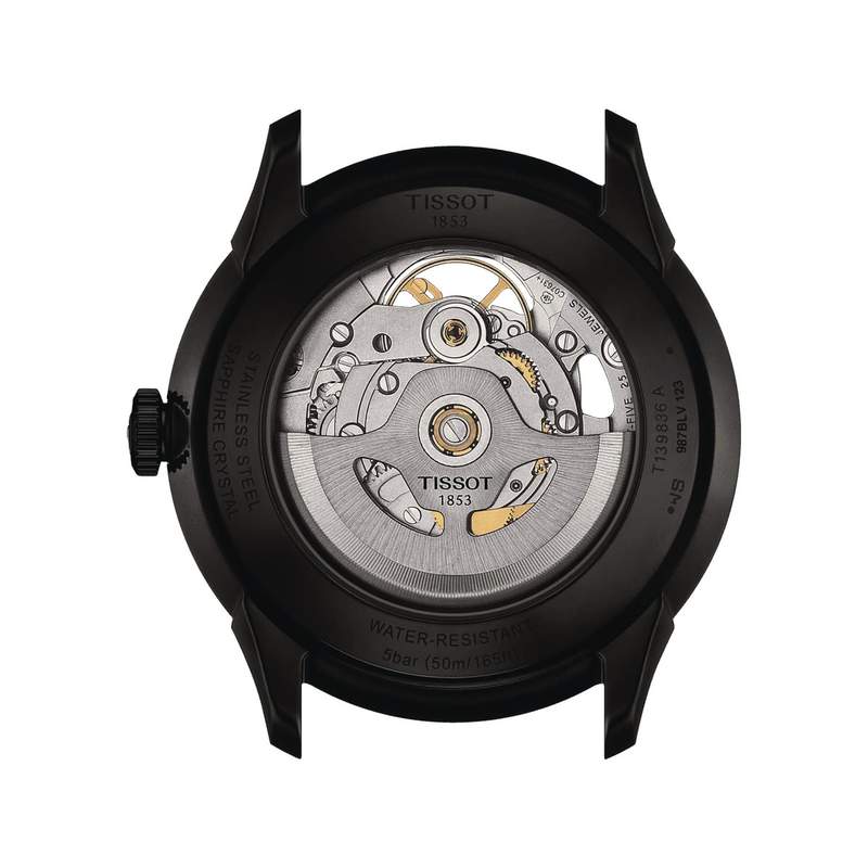 Montre TISSOT Chemin des tourelles squelette, homme, automatique, bracelet cuir noir - vue 3