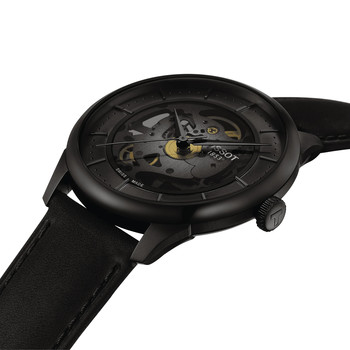 Montre TISSOT Chemin des tourelles squelette, homme, automatique, bracelet cuir noir