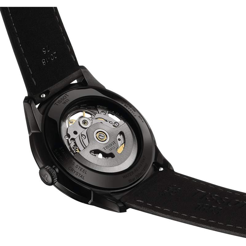Montre TISSOT Chemin des tourelles squelette, homme, automatique, bracelet cuir noir - vue D2