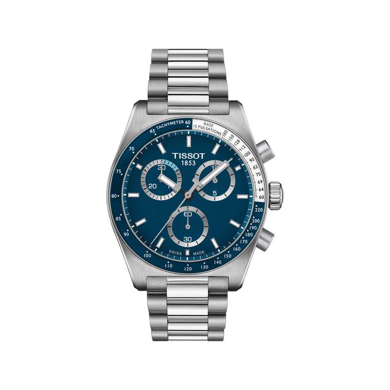 Montre TISSOT T-SPORT PR516 homme cadran bleu bracelet acier inoxydable - vue 1