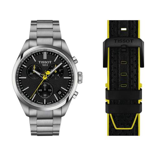 TISSOT T-SPORT PR100 TOUR DE FRANCE men's watch black dial stainless steel bracelet