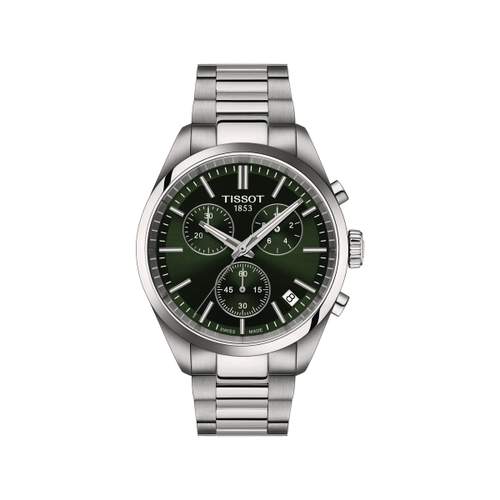 TISSOT T-CLASSIC PR100 men's watch green dial stainless steel bracelet