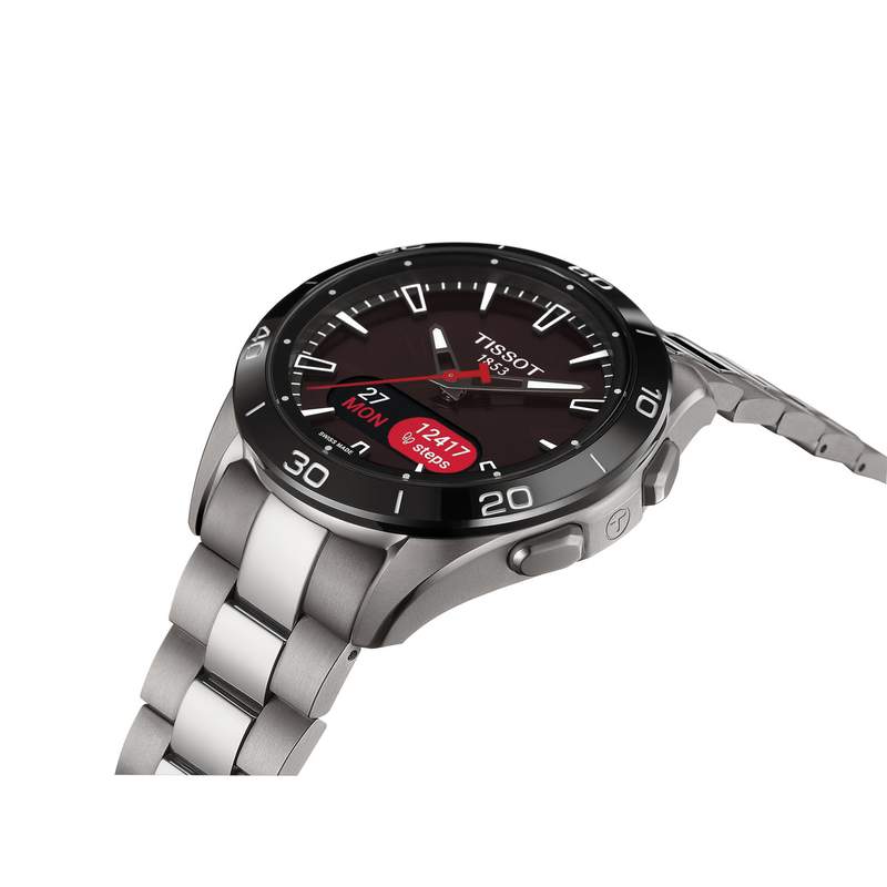 Montre TISSOT T-TOUCH CONNECT SPORT homme cadran noir bracelet titane - vue D1