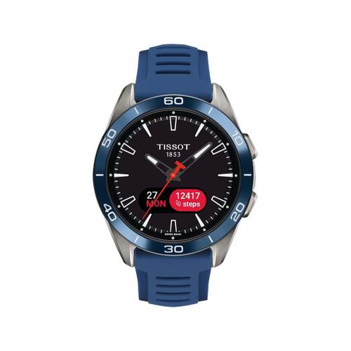 Montre TISSOT T-TOUCH CONNECT SOLAR SPORT homme cadran noir bracelet silicone bleu
