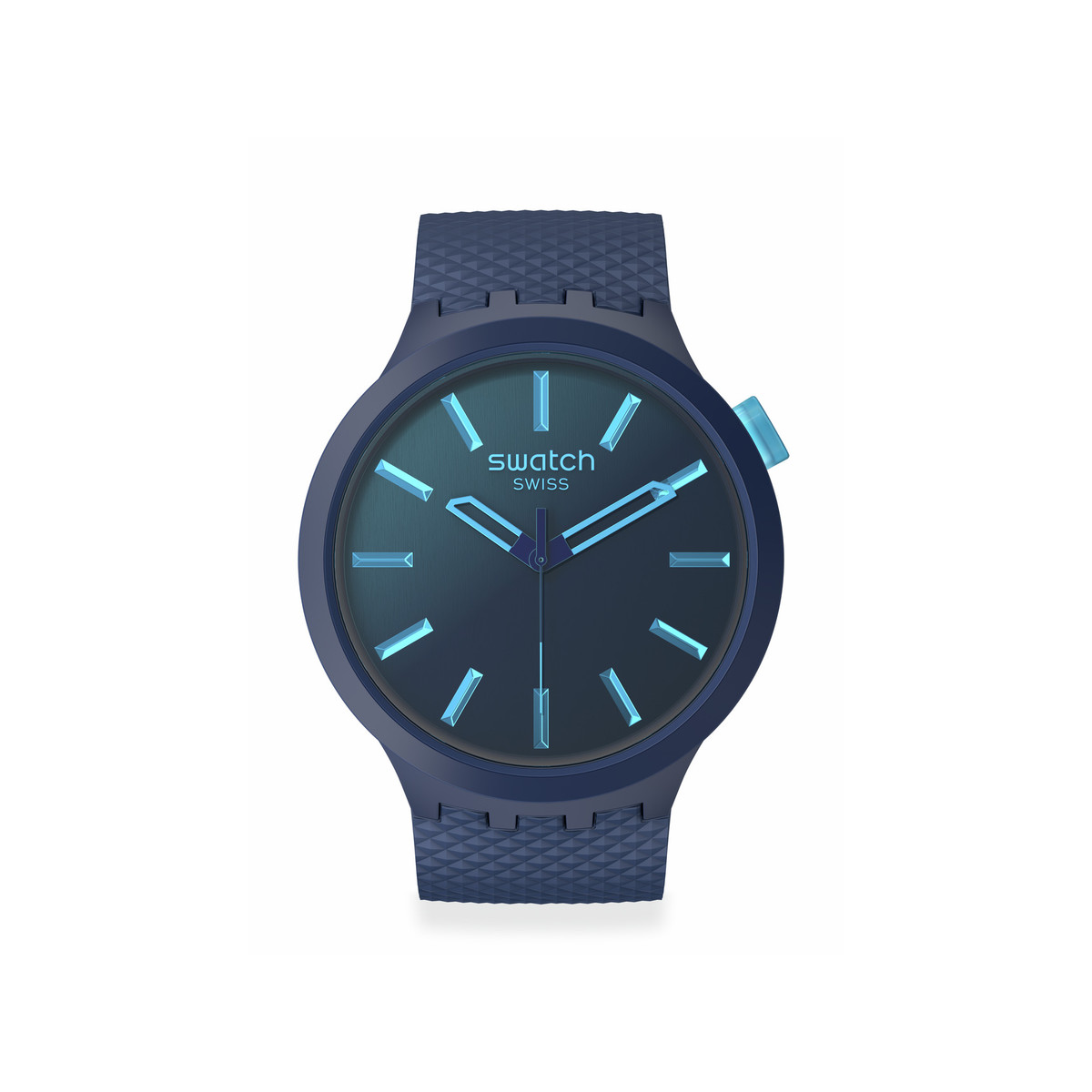 Montre SWATCH Big bold biosourced Indigo glow  homme bracelet matériau biosource bleu