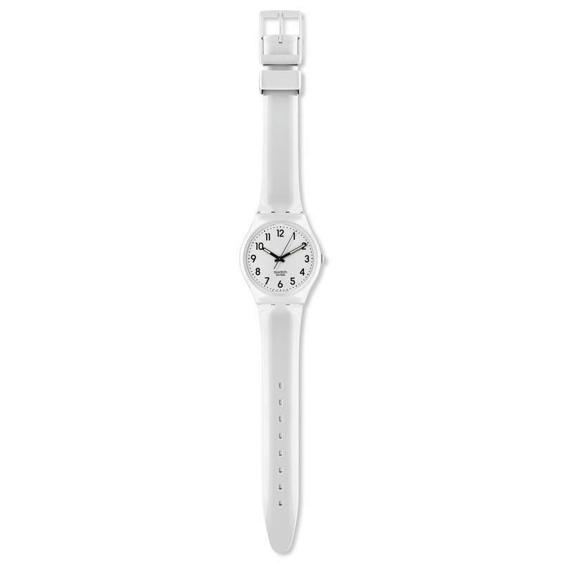 Montre SWATCH Gent biosourced Just white soft homme bracelet silicone blanc - vue D1