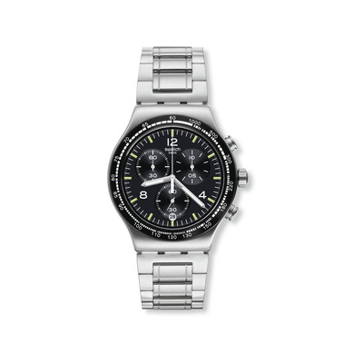 Montre SWATCH New irony Night flight chrono homme bracelet acier inoxydable gris - vue 1