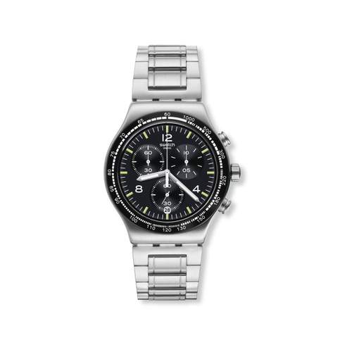 Montre SWATCH New irony Night flight chrono homme bracelet acier inoxydable gris
