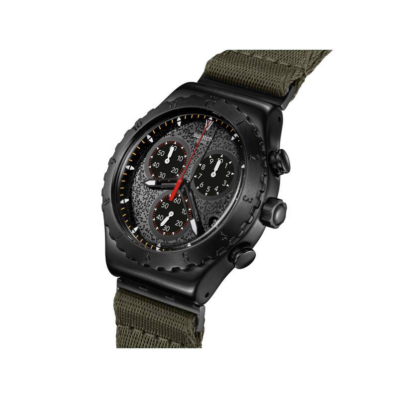 Montre SWATCH New irony By the bonfire chrono homme bracelet tissu vert - vue 2