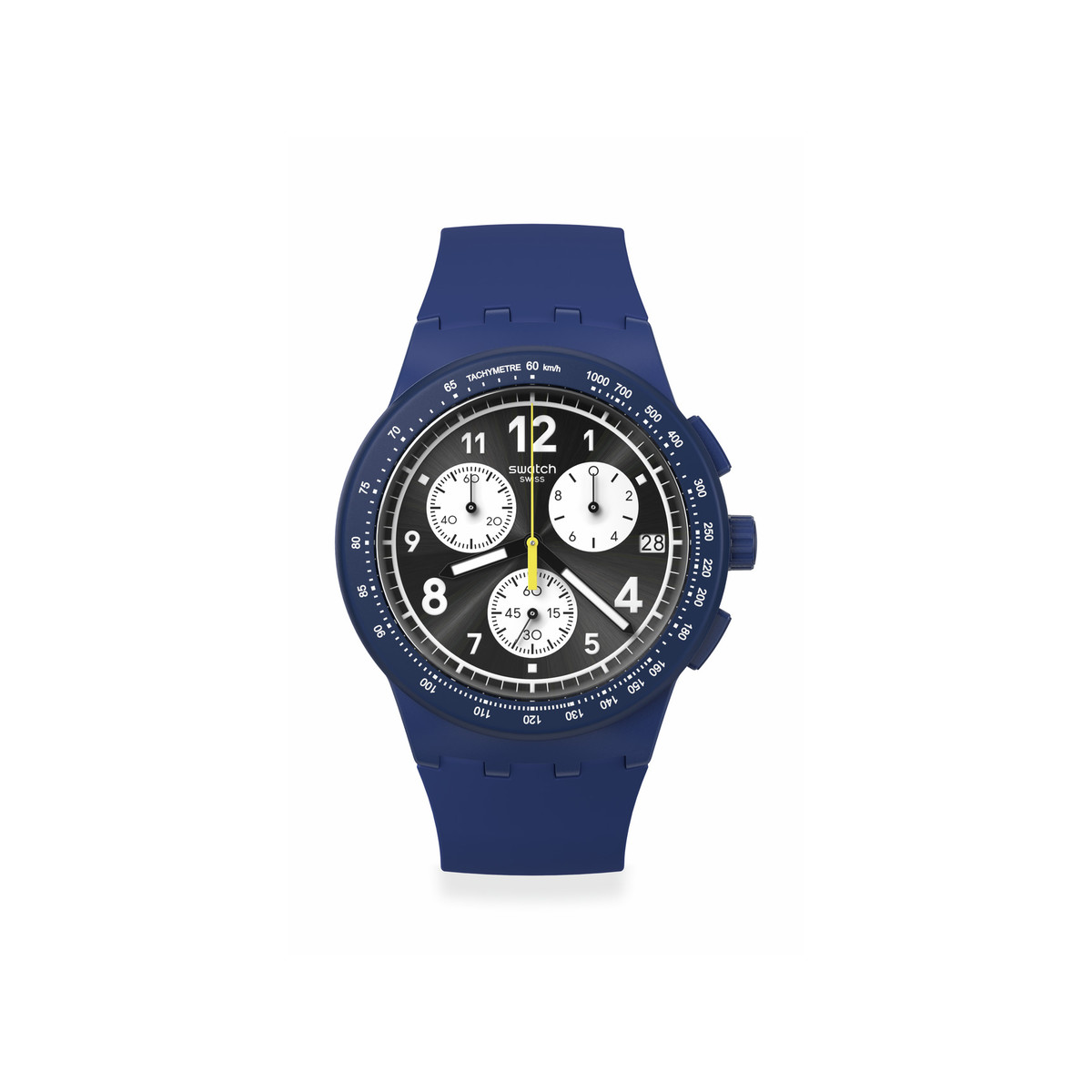 Montre SWATCH Chrono 42 Nothing basic about blue homme bracelet silicone bleu