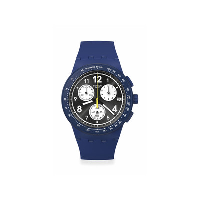 Montre SWATCH Chrono 42 Nothing basic about blue homme bracelet silicone bleu - vue 1