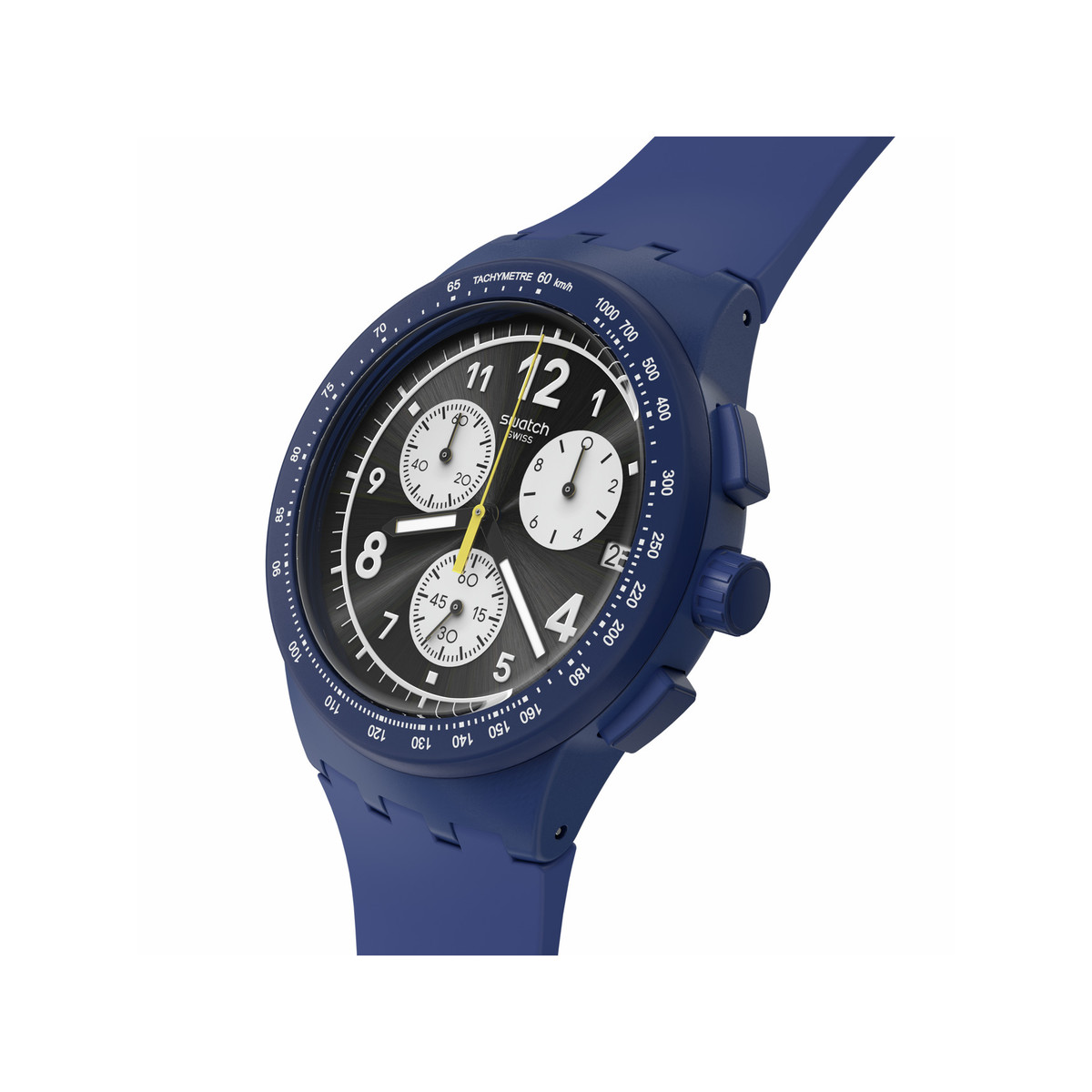 Montre SWATCH Chrono 42 Nothing basic about blue homme bracelet silicone bleu - vue 2