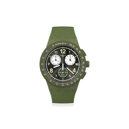 Montre SWATCH Chrono 42 Nothing basic about green homme bracelet silicone vert