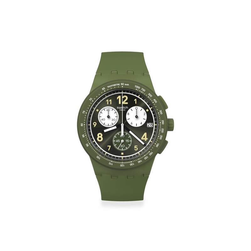 Montre SWATCH Chrono 42 Nothing basic about green homme bracelet silicone vert - vue 1
