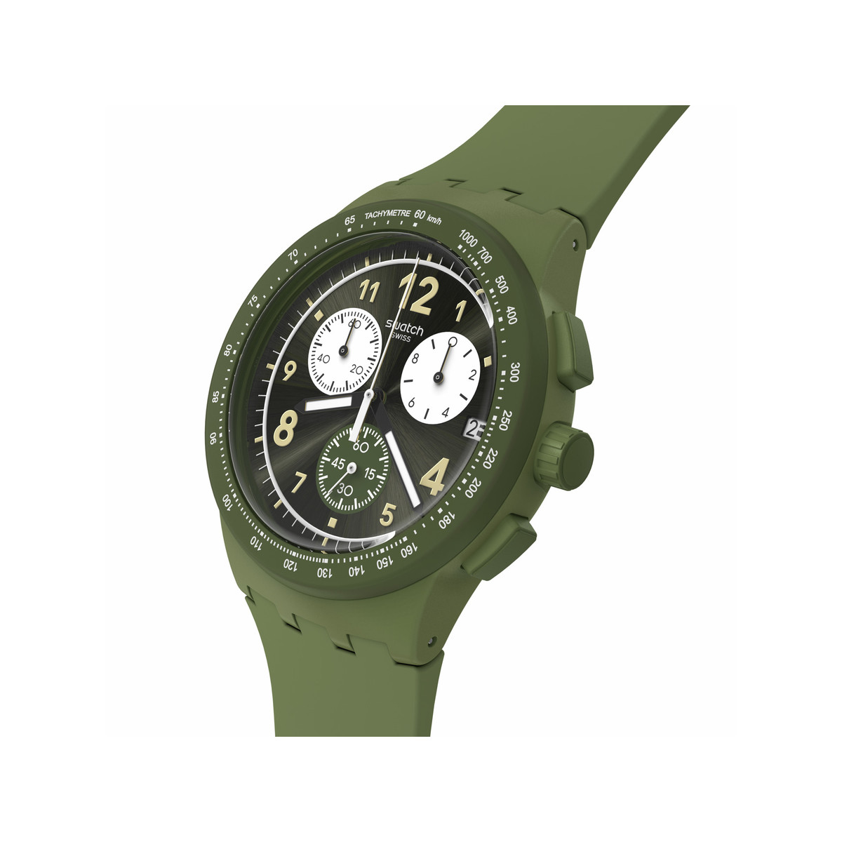 Montre SWATCH Chrono 42 Nothing basic about green homme bracelet silicone vert - vue 2