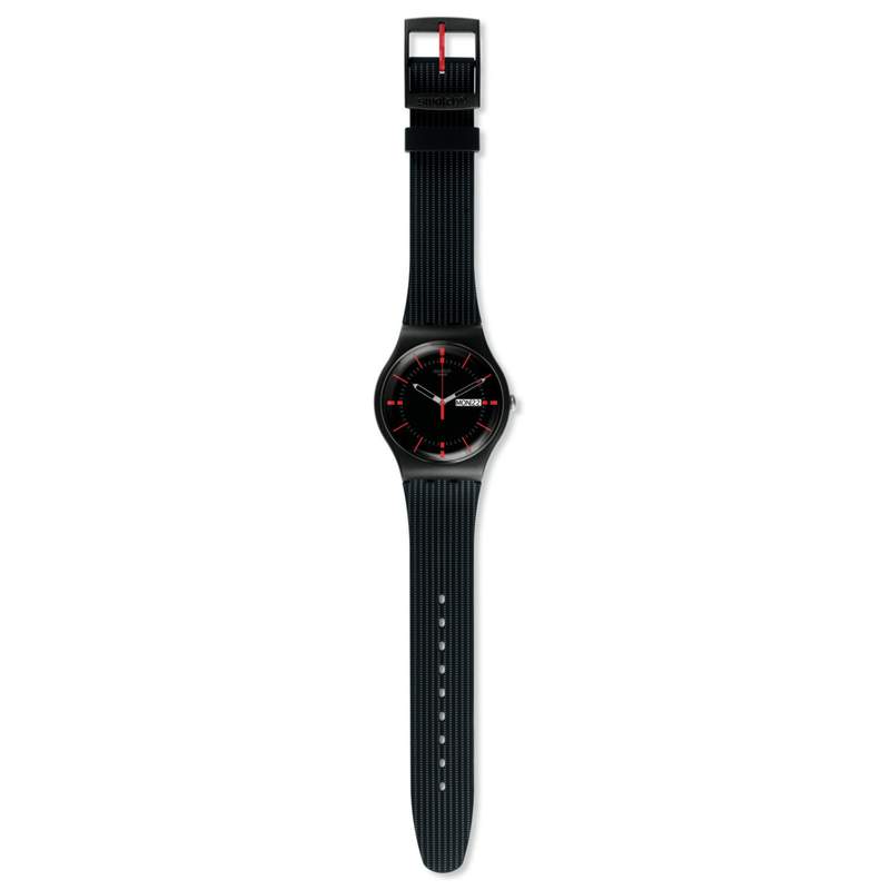 Montre SWATCH New gent biosourced Gaet homme bracelet silicone noir - vue D1