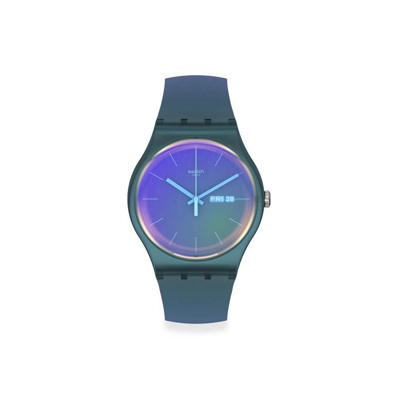 Montre SWATCH New gent Fade to pink biosourced homme bracelet silicone bleu - vue 1