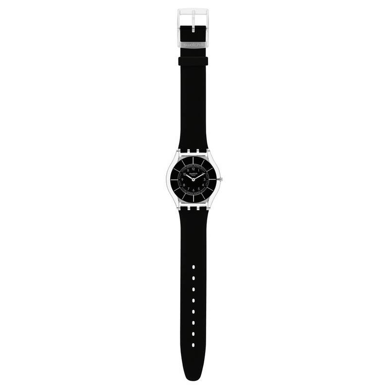 SWATCH Skin classic biosourced Black classiness herenhorloge met mat zwarte band van biologisch materiaal - model D1