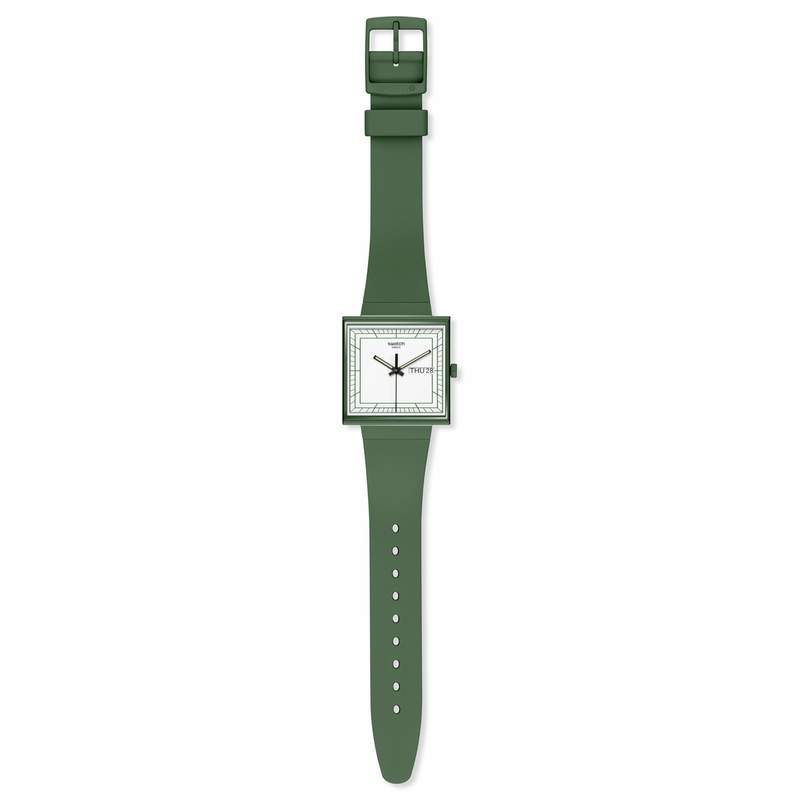 Montre SWATCH Square bioceramic What if green? homme bracelet matériau biosourcé vert - vue D1