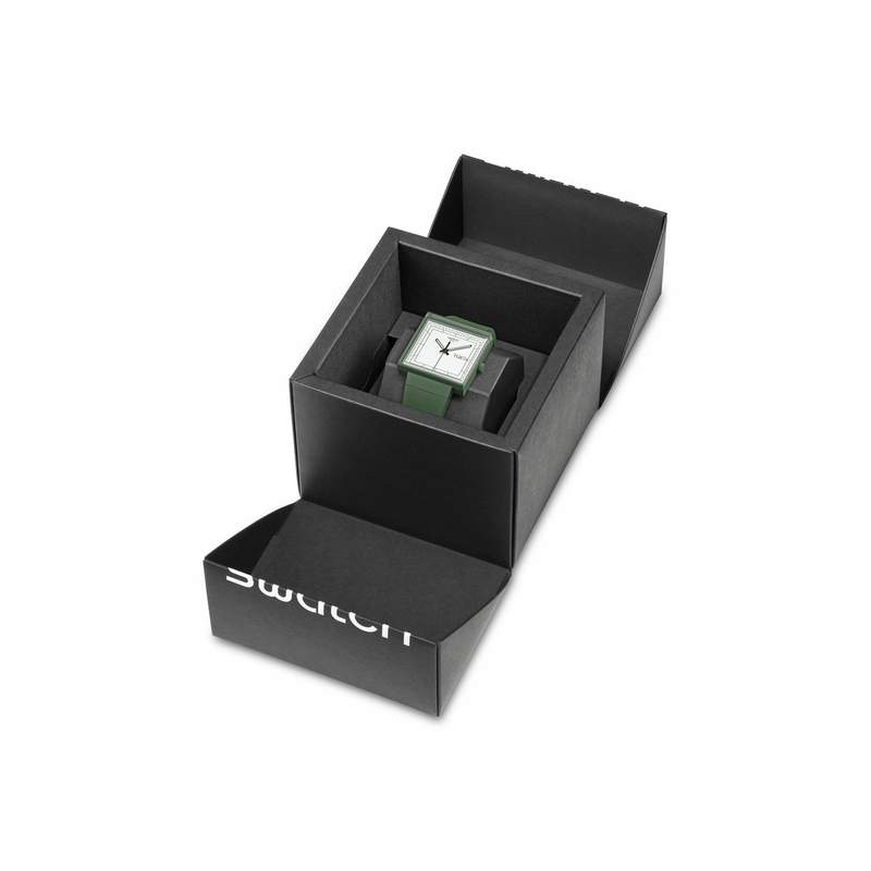 Montre SWATCH Square bioceramic What if green? homme bracelet matériau biosourcé vert - vue D4