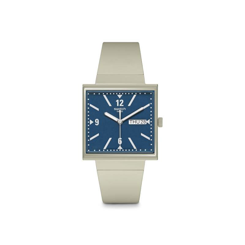 Montre SWATCH Square bioceramic What if beige? homme bracelet matériau biosourcé beige - vue 1