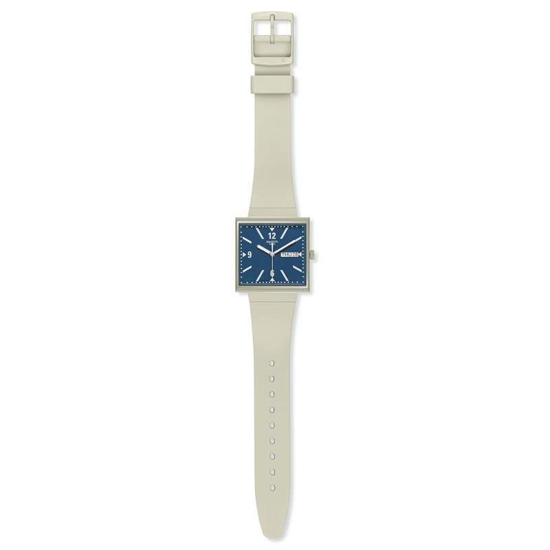 Montre SWATCH Square bioceramic What if beige? homme bracelet matériau biosourcé beige - vue D1