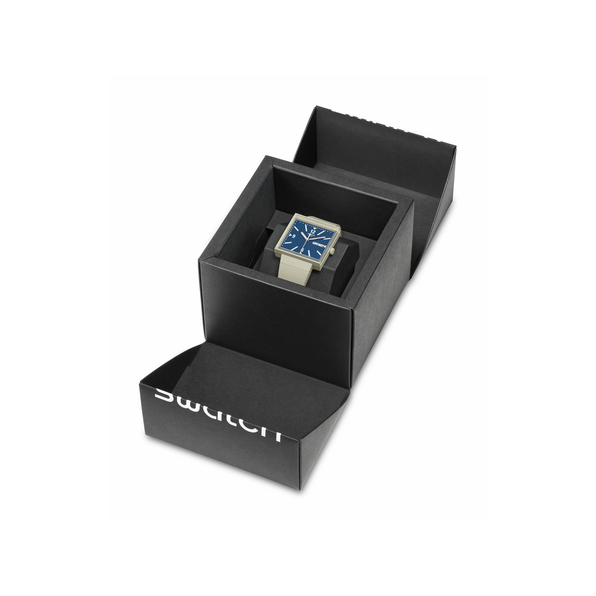 Montre SWATCH Square bioceramic What if beige? homme bracelet matériau biosourcé beige - vue D4