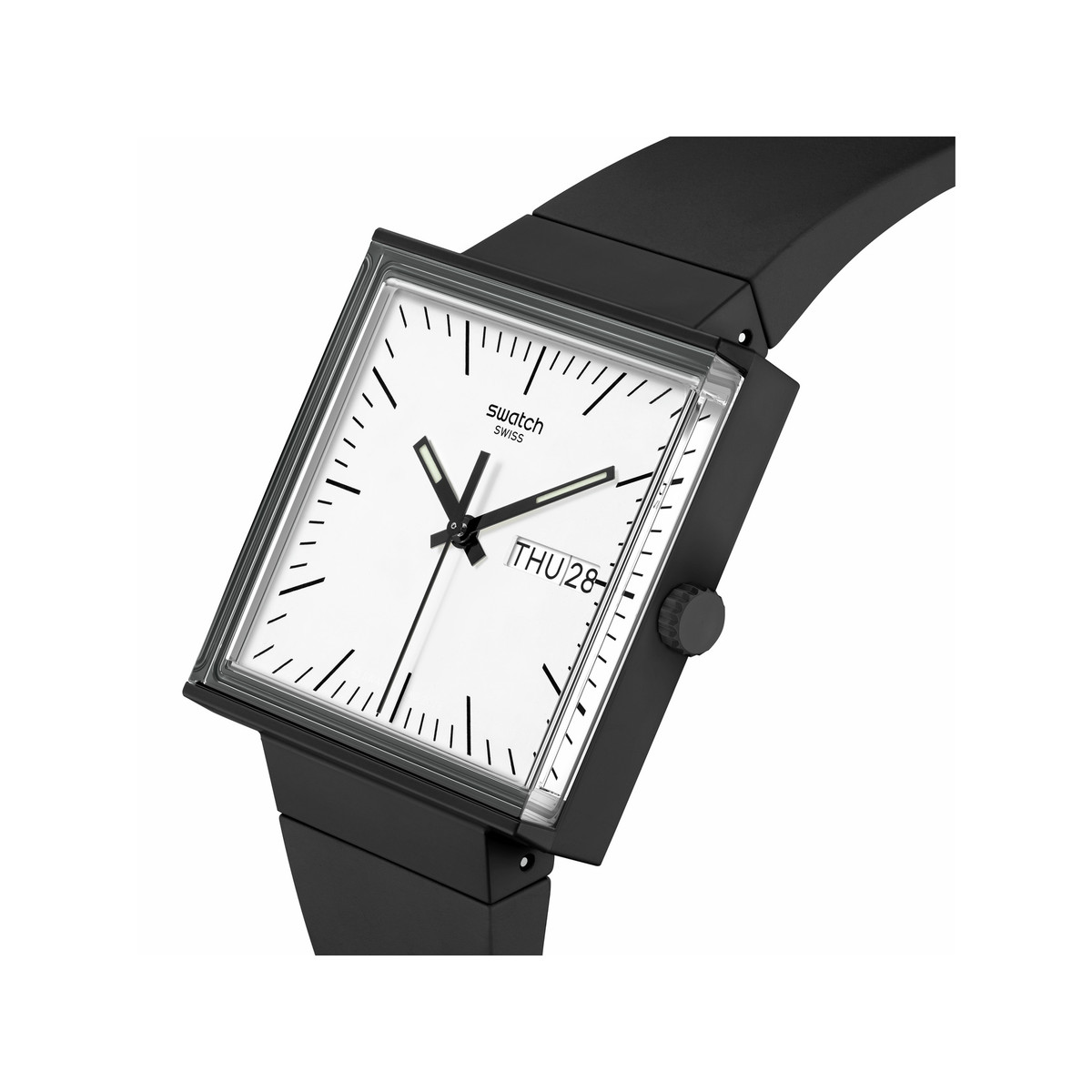 SWATCH Square bioceramic What if black? men's watch bracelet black biosourced material - view 2