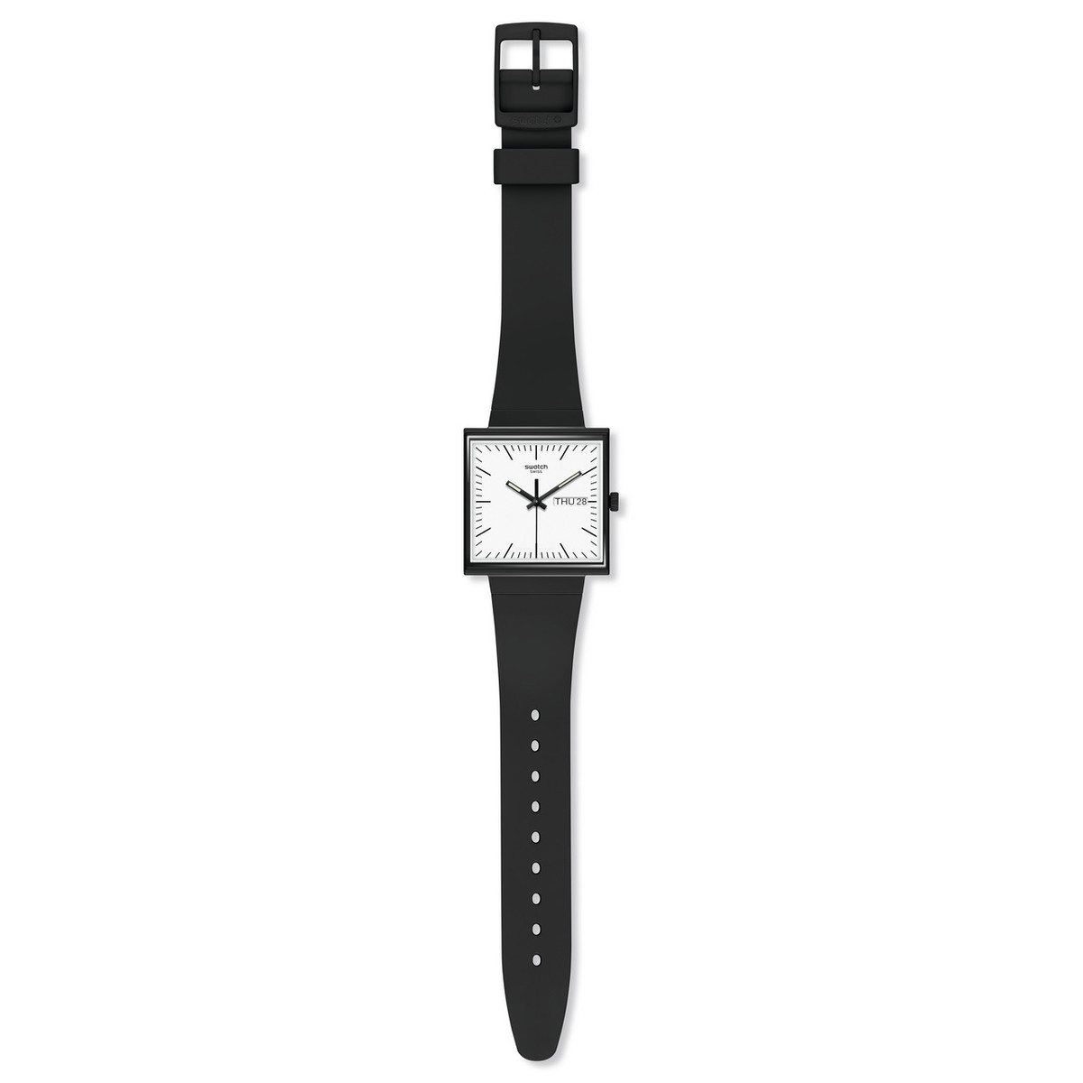 SWATCH Square bioceramic What if black? men's watch bracelet black biosourced material - view D1