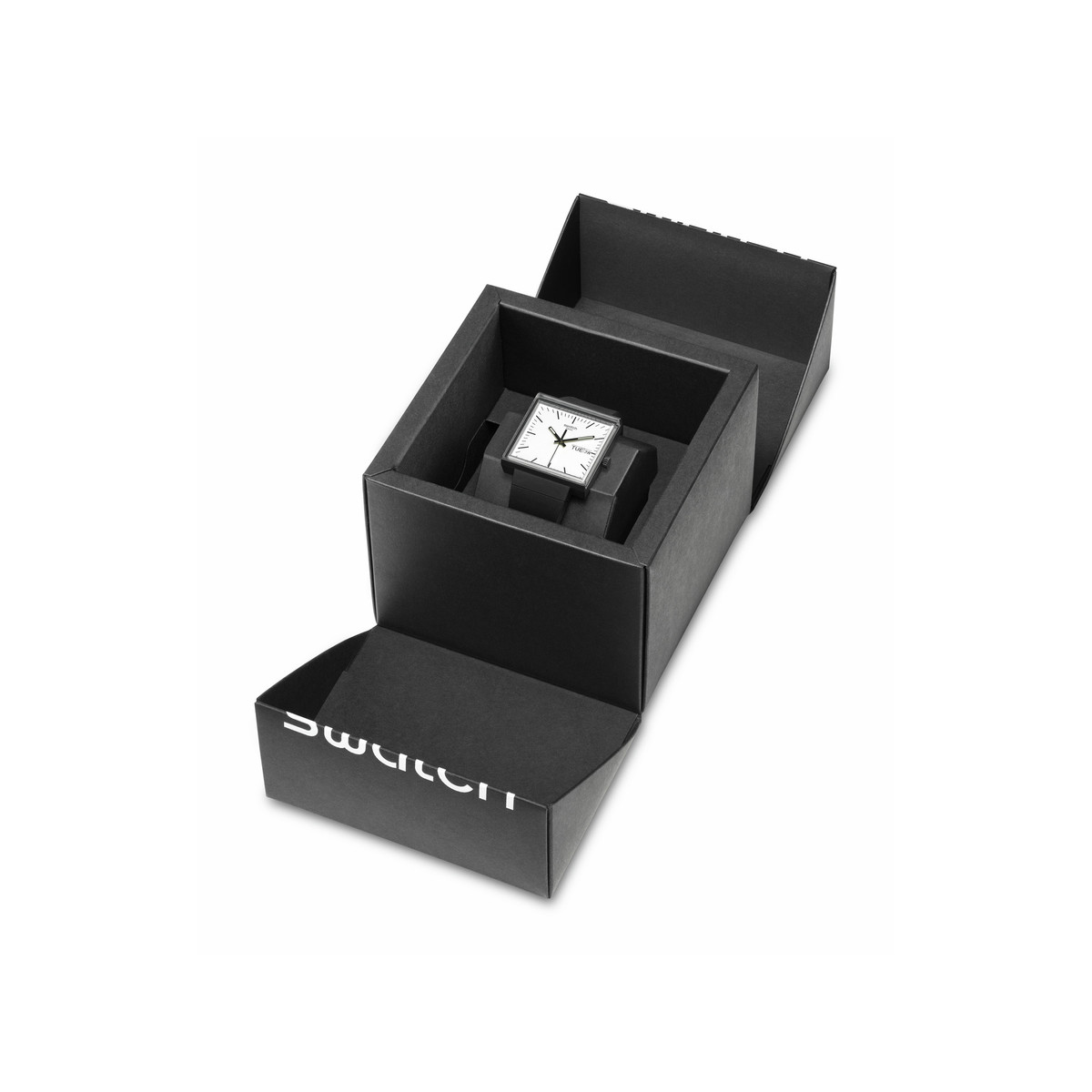 SWATCH Square bioceramic What if black? men's watch bracelet black biosourced material - view D4