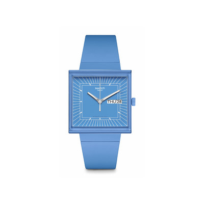 Montre SWATCH Square bioceramic What if sky? homme bracelet matériau biosourcé bleu - vue 1