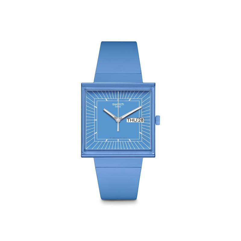 Montre SWATCH Square bioceramic What if sky? homme bracelet matériau biosourcé bleu - vue 1
