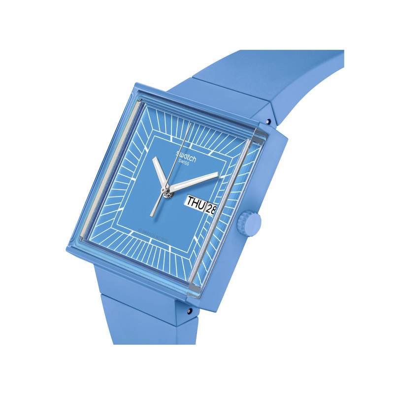 Montre SWATCH Square bioceramic What if sky? homme bracelet matériau biosourcé bleu - vue 2