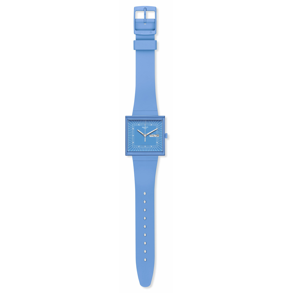 Montre SWATCH Square bioceramic What if sky? homme bracelet matériau biosourcé bleu - vue D1