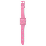 Montre SWATCH Square bioceramic What if rose? homme bracelet matériau biosourcé rose - vue D1