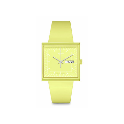 Montre SWATCH Square bioceramic What if lemon? homme bracelet matériau biosourcé jaune - vue 1