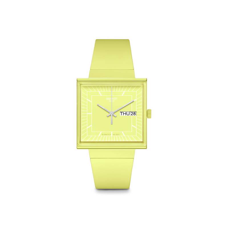 Montre SWATCH Square bioceramic What if lemon? homme bracelet matériau biosourcé jaune - vue 1