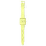 SWATCH Square bioceramic What if lemon? herenhorloge met matte band van biologisch materiaal, geel - weergave D1